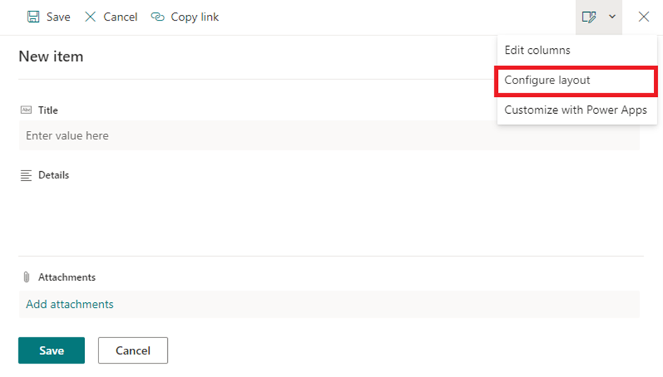 formulário SharePoint — 3) Adicione o conteúdo JSON personalizado ao cabeçalho ou rodapé do formulário para exibir os valores do campo (imagem 3 de 5)